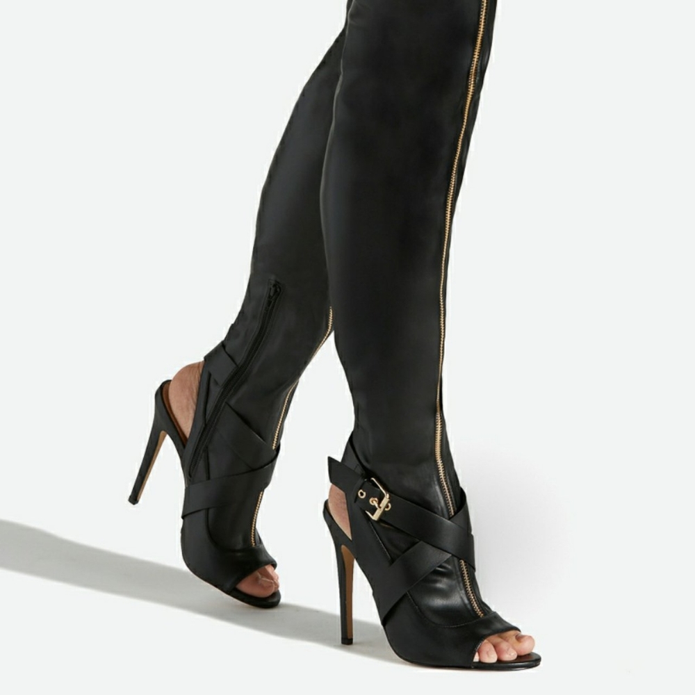 Over The Knee Peep Toe Boot NWOT